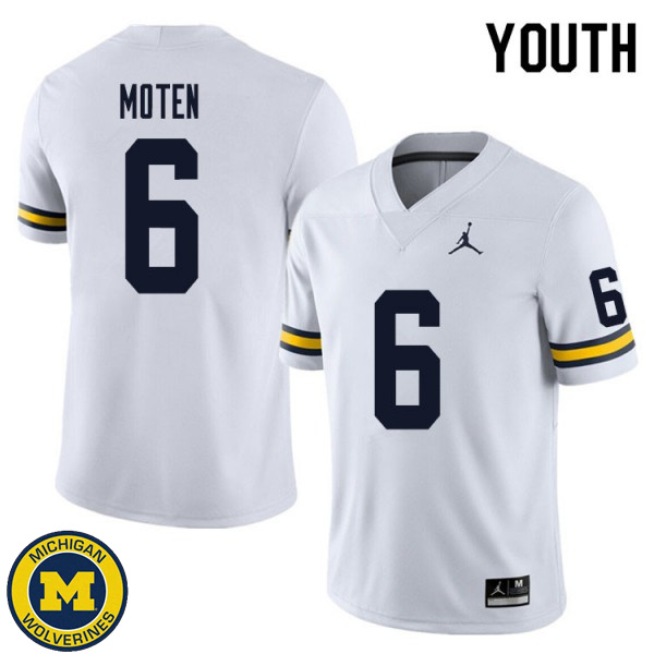 Youth Michigan Wolverines #6 R.J. Moten White College Game Jersey